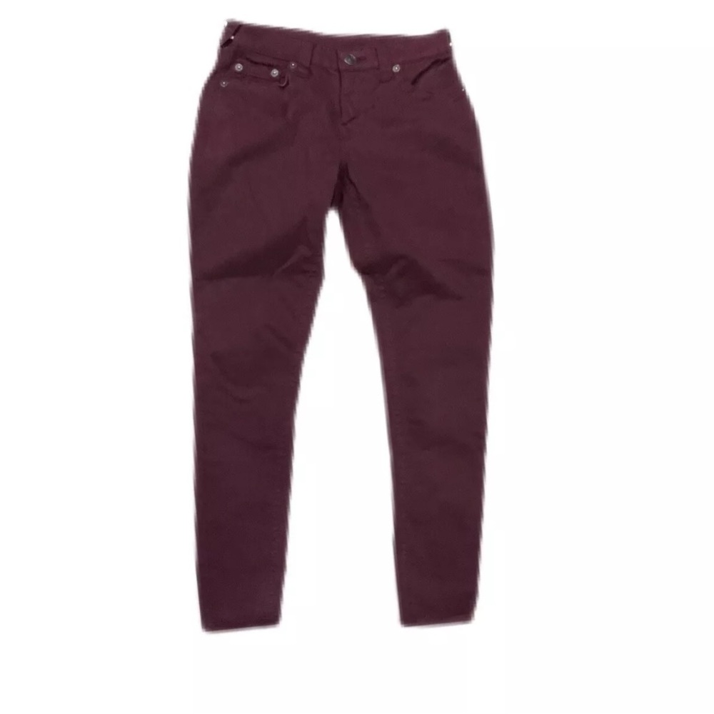True Religion "Jennie Curvy Mid-Rise Skinny" Maroon JEANS/PANTS Size 28
